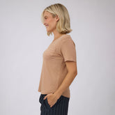 Basic V Neck Tee, Coffee