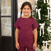 Mini Boss Tee, Burgundy Gingham