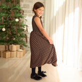 Mini Vienna Bubble Dress, Black/Brown Polka Dot