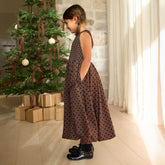 Mini Vienna Bubble Dress, Black/Brown Polka Dot
