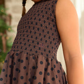 Mini Vienna Bubble Dress, Black/Brown Polka Dot