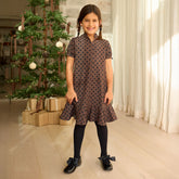 Mini Clara Dress, Black/Brown Polka Dot