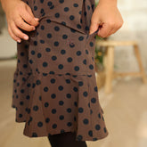 Mini Clara Dress, Black/Brown Polka Dot