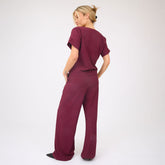 Slip On Trouser, Burgundy Gingham