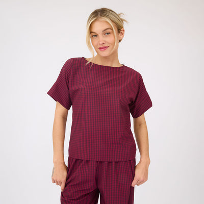 Boss Tee, Burgundy Gingham