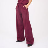 Slip On Trouser, Burgundy Gingham