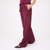 Slip On Trouser, Burgundy Gingham