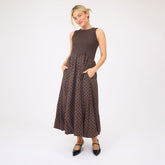 Vienna Bubble Dress, Black/Brown Polka Dot