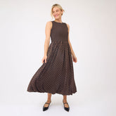 Vienna Bubble Dress, Black/Brown Polka Dot