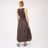 Vienna Bubble Dress, Black/Brown Polka Dot