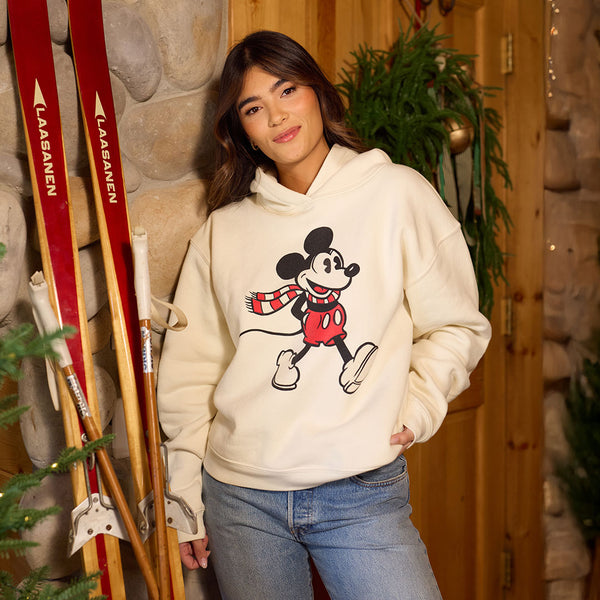 Disney Mickey Mouse Holiday Boyfriend Hoodie, Oat - Albion Fit