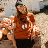 Boyfriend Tee, Burnt Orange Boo Crew