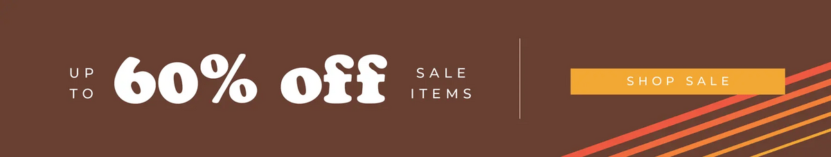 Sale banner with text "up to 60 on a brown background off select items"