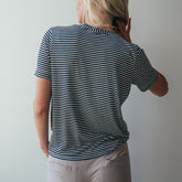 BYU Boyfriend Tee, Black and Ivory Stripe