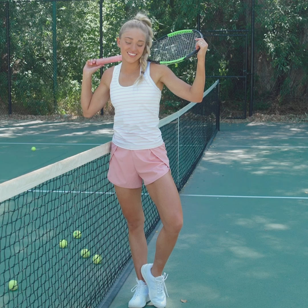 Venus Tank, White with Pink Bliss Stripe