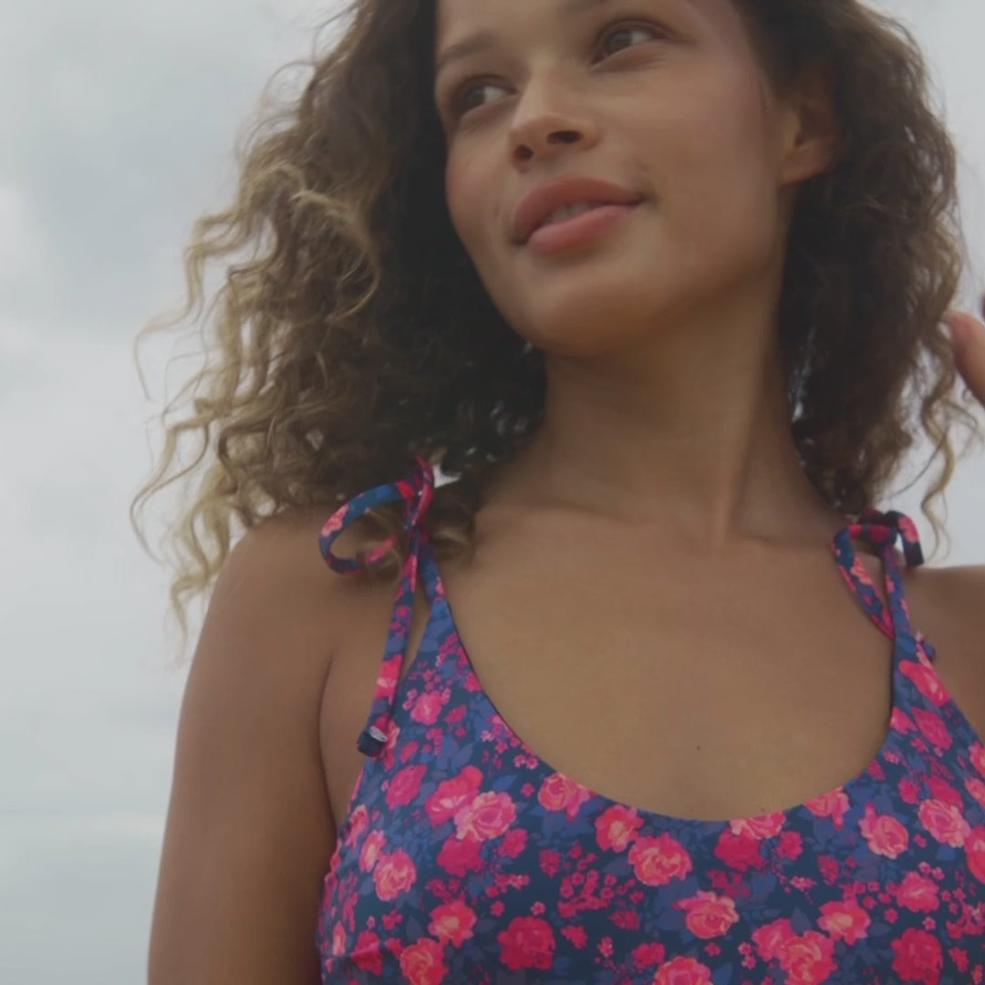 The Natalie One-Piece, Berry Micro Floral