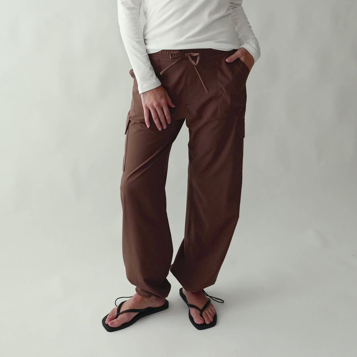 Drawcord Cargo Pants, Coffee