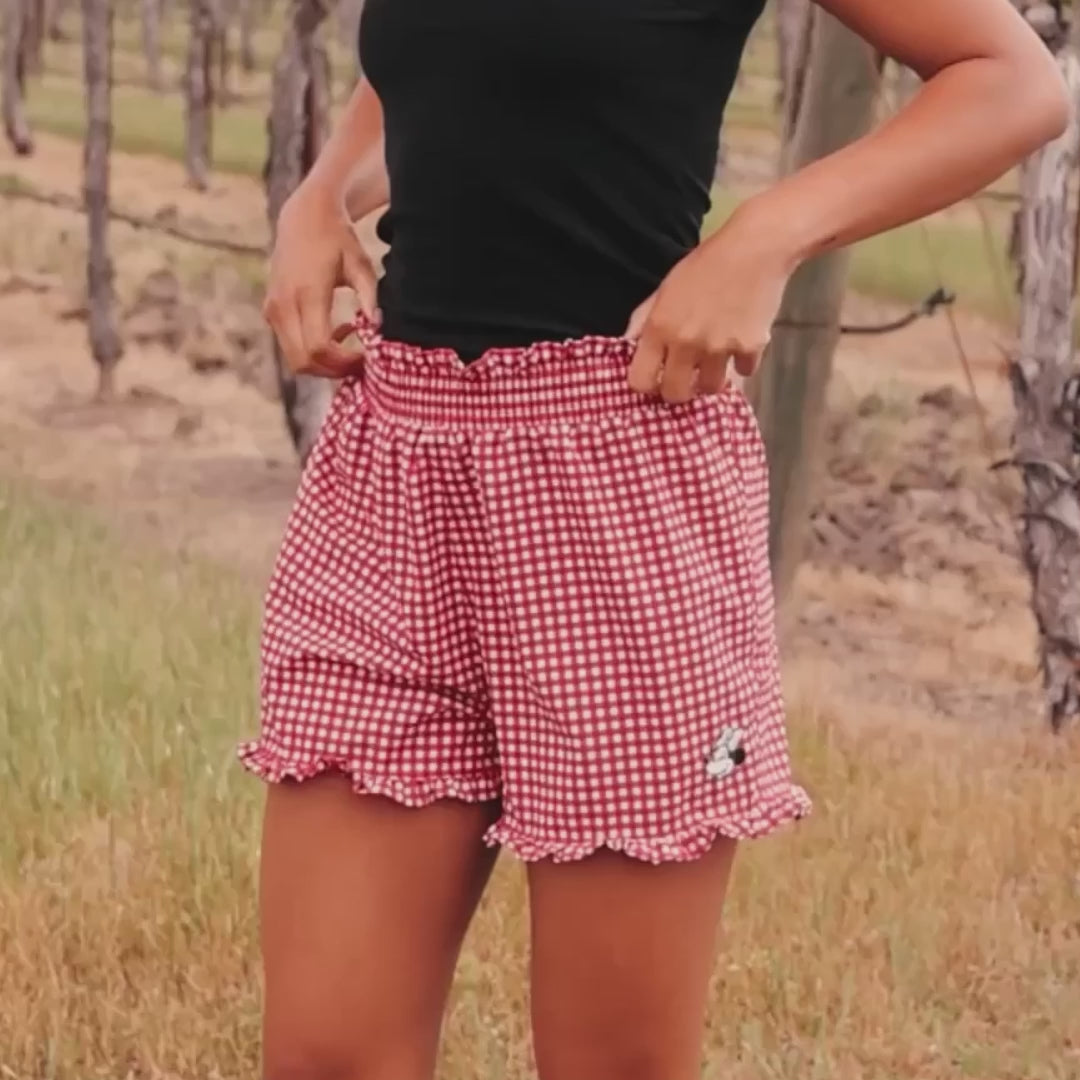 Disney Minnie Lake Shorts, Red Check