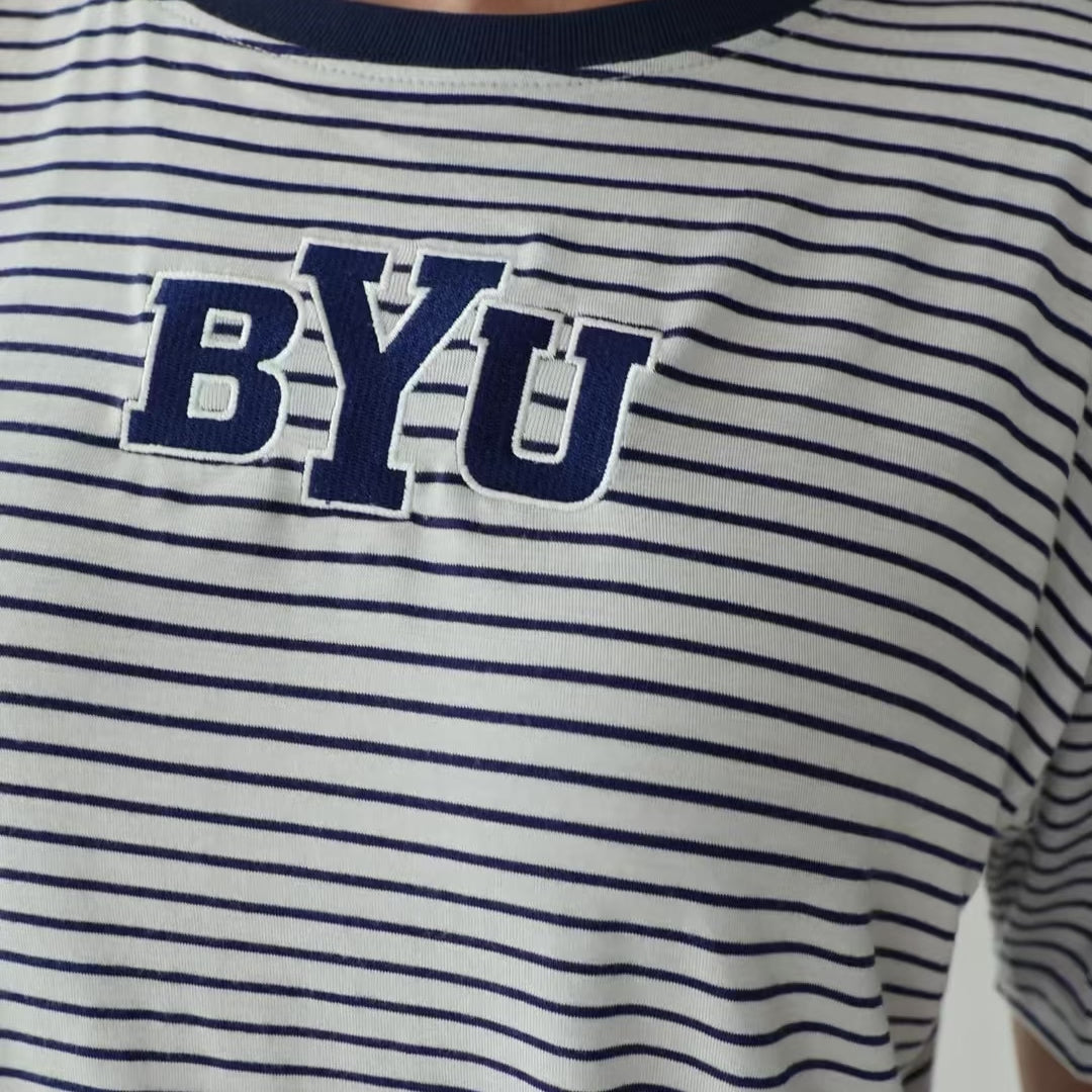 BYU Perfect Oversized Tee, Navy Stripe - BYU