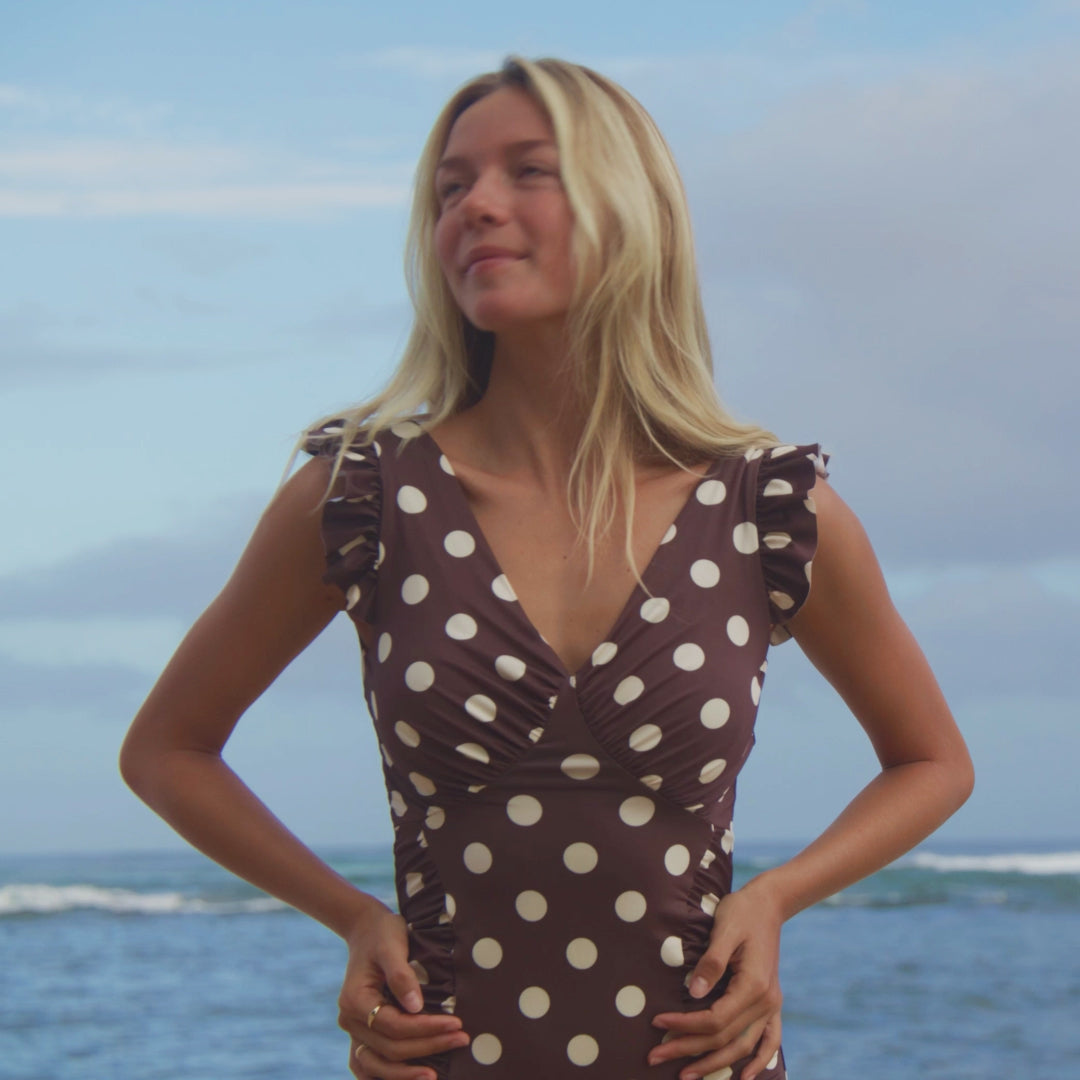 Riptide One-Piece, Cream Cocoa Dot