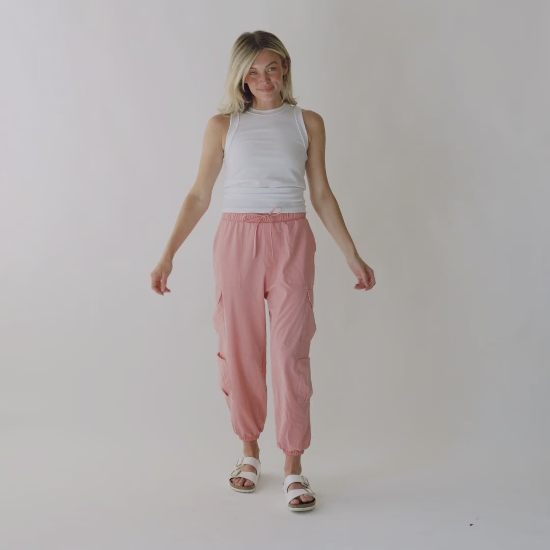 Jetsetter Cargo Joggers, Pink Bliss