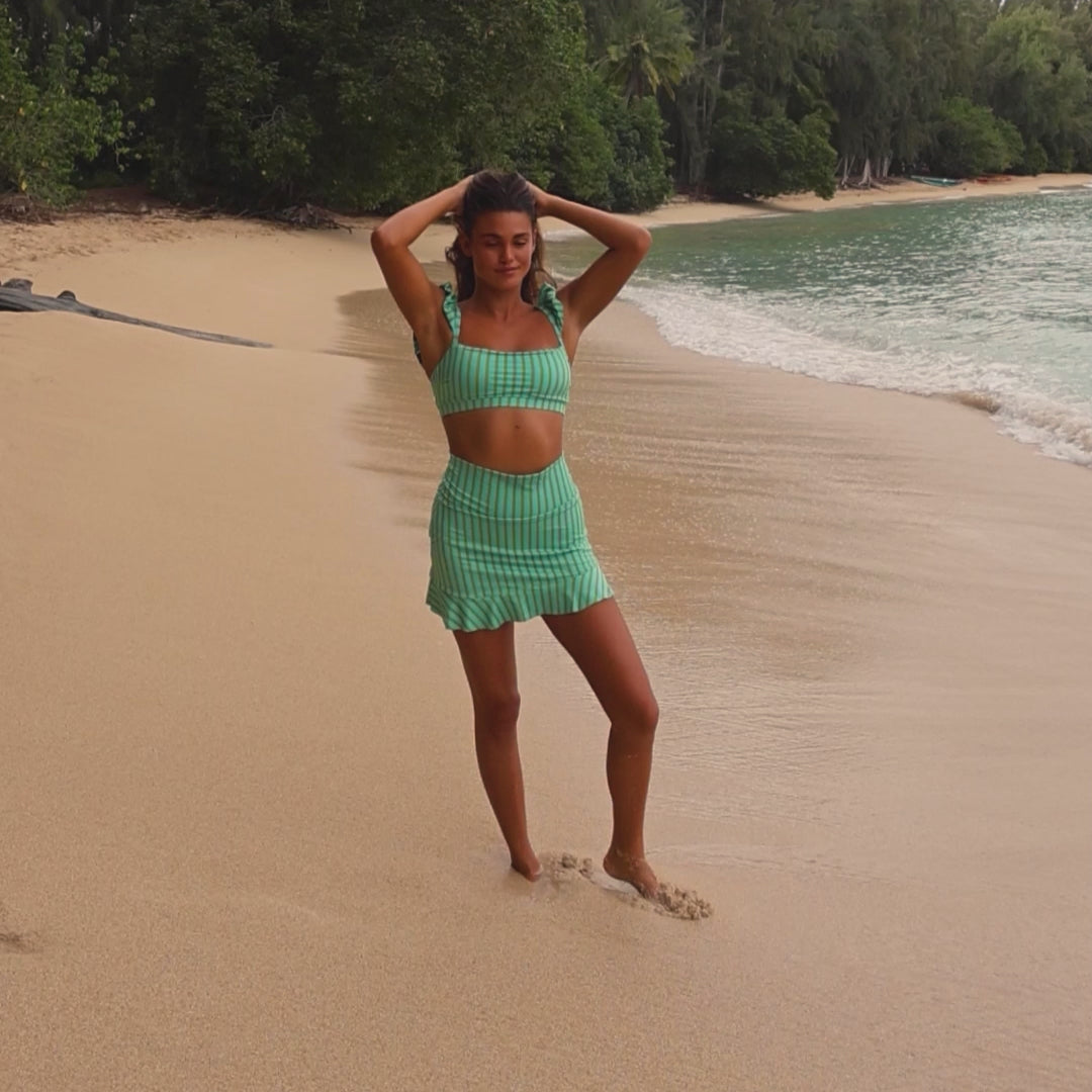 Kiwi Stripe Bella Crop Top