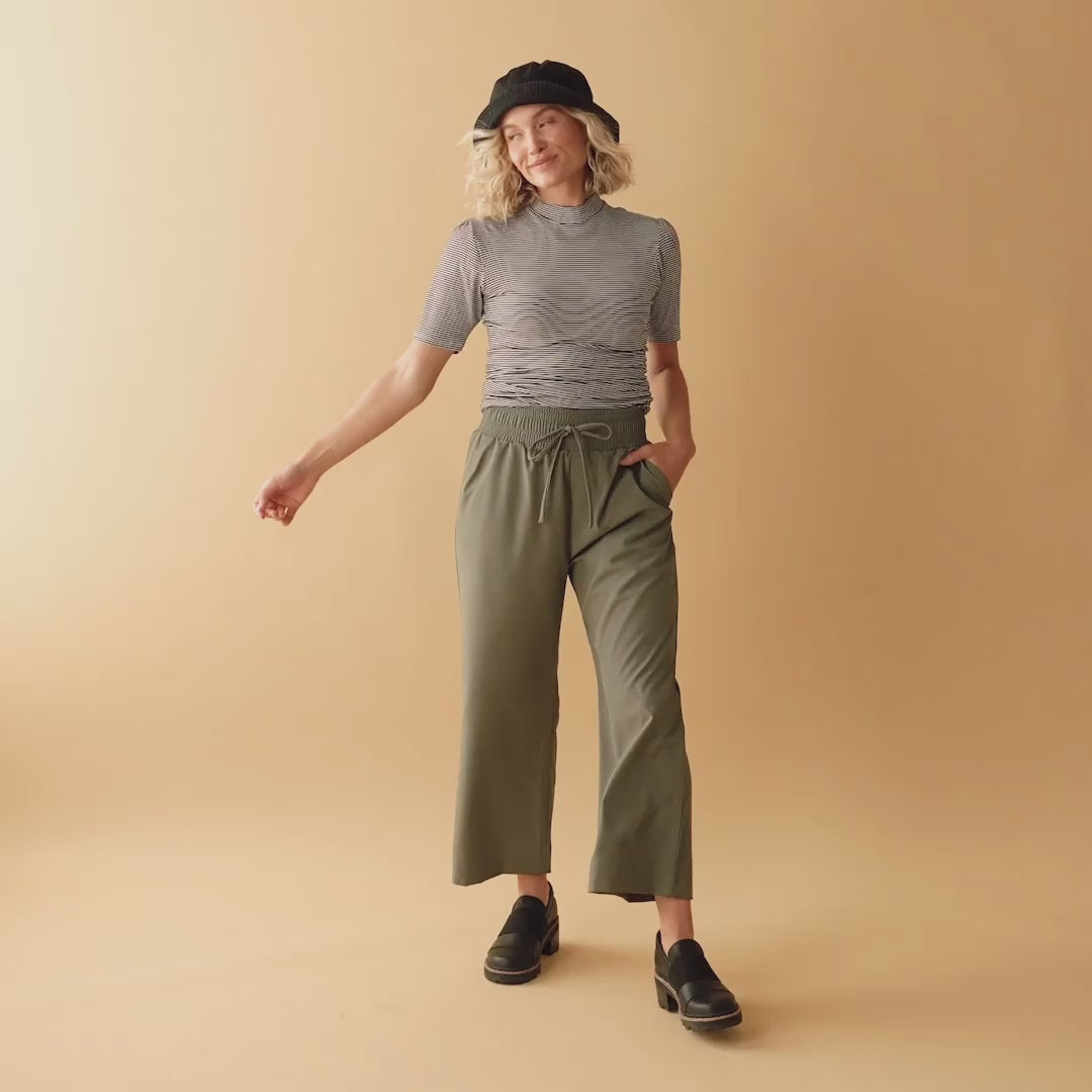 Audrey Wide Leg Pants, Olive - Albion Fit