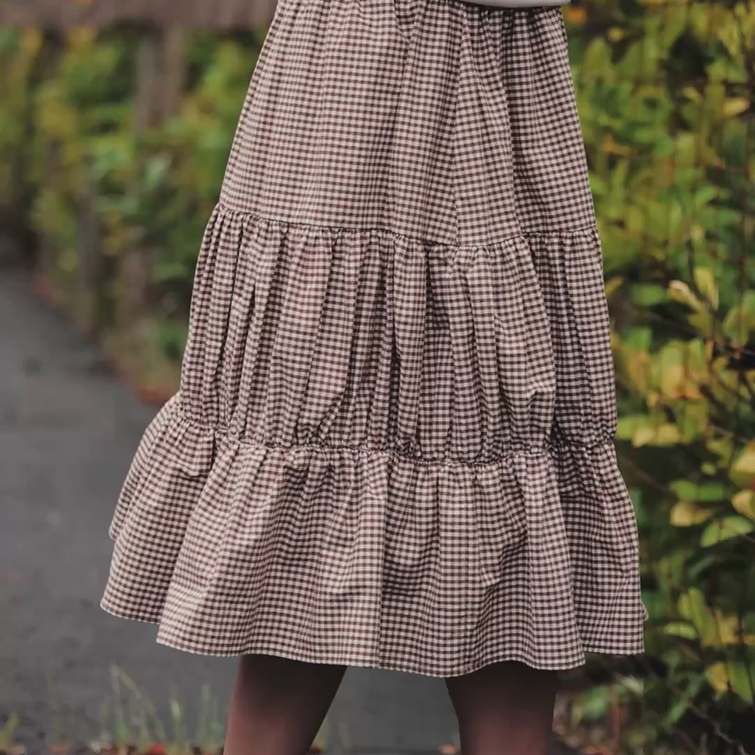 Salinas Skirt, Brown Gingham