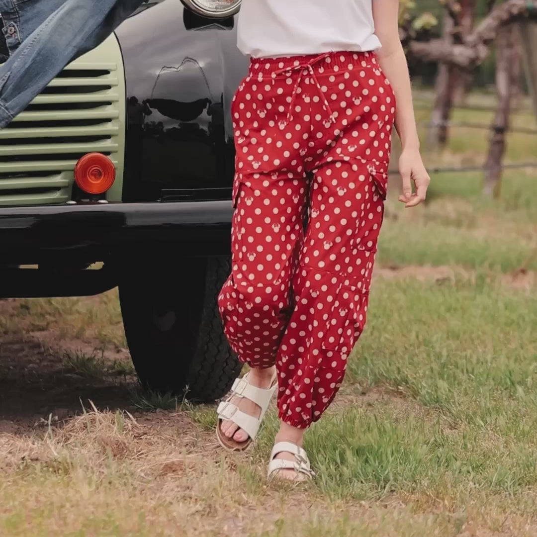 Disney Cargo Joggers, Red Minnie Dot