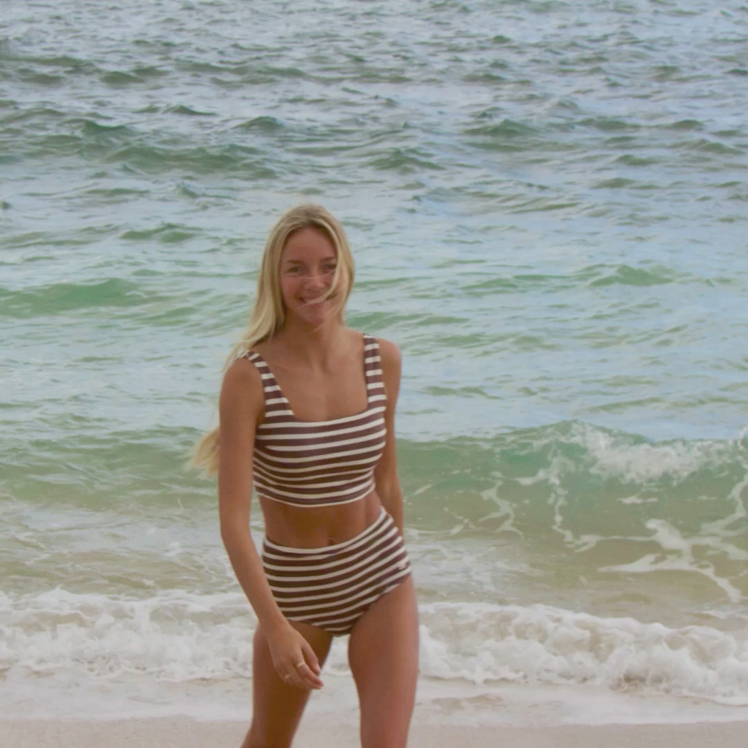 Cream Cocoa Stripe Olivia Swim Crop