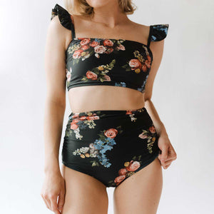 Rose Black Ruched High-Waisted Bottoms