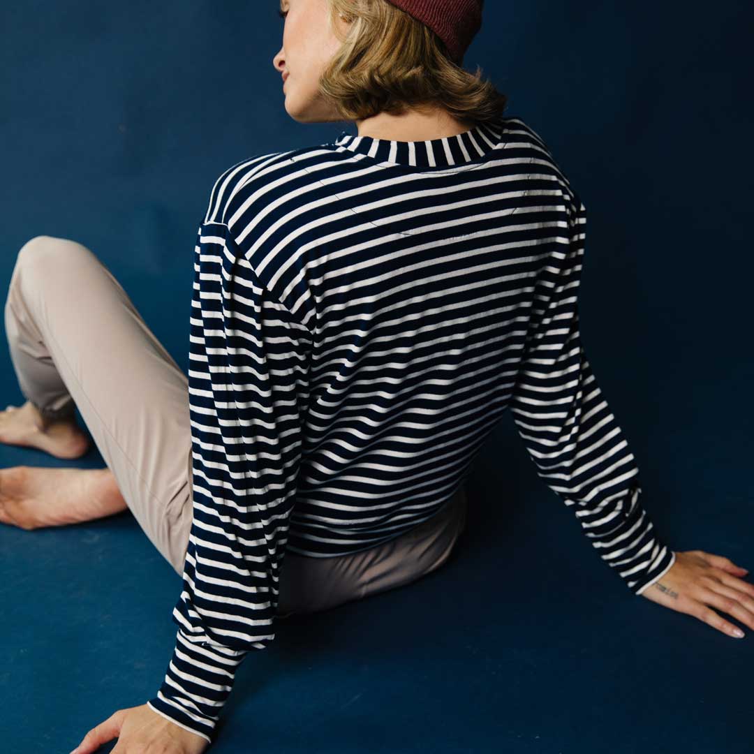 The Coco Long Sleeve, Navy Ivory