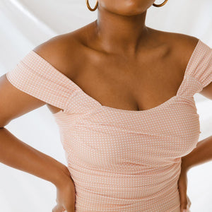 The Pink Checkers Off Shoulder One-Piece