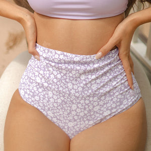 Lilac Ruched High-Waisted Bottoms