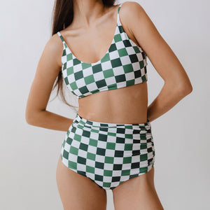 Check Mate Ruched High-Waisted Bottoms