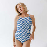 Smocked One-Piece, Blue Checkers