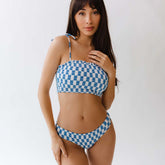 Smocked Swim Crop, Blue Checkers