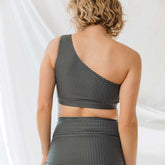 Black Checkers Icon Swim Crop