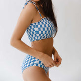 Smocked Swim Crop, Blue Checkers