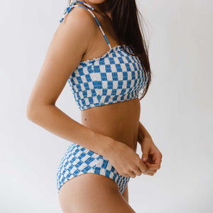 Blue Checkers Smocked Hipster Bottoms