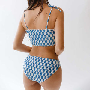 Blue Checkers Smocked Hipster Bottoms