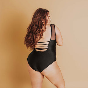 The Maria, Black Mesh One-Piece Swimsuit