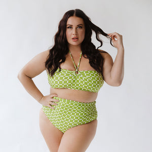 Mod Lime Ruched High-Waisted Bottoms