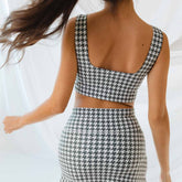 Houndstooth Olivia Swim Crop