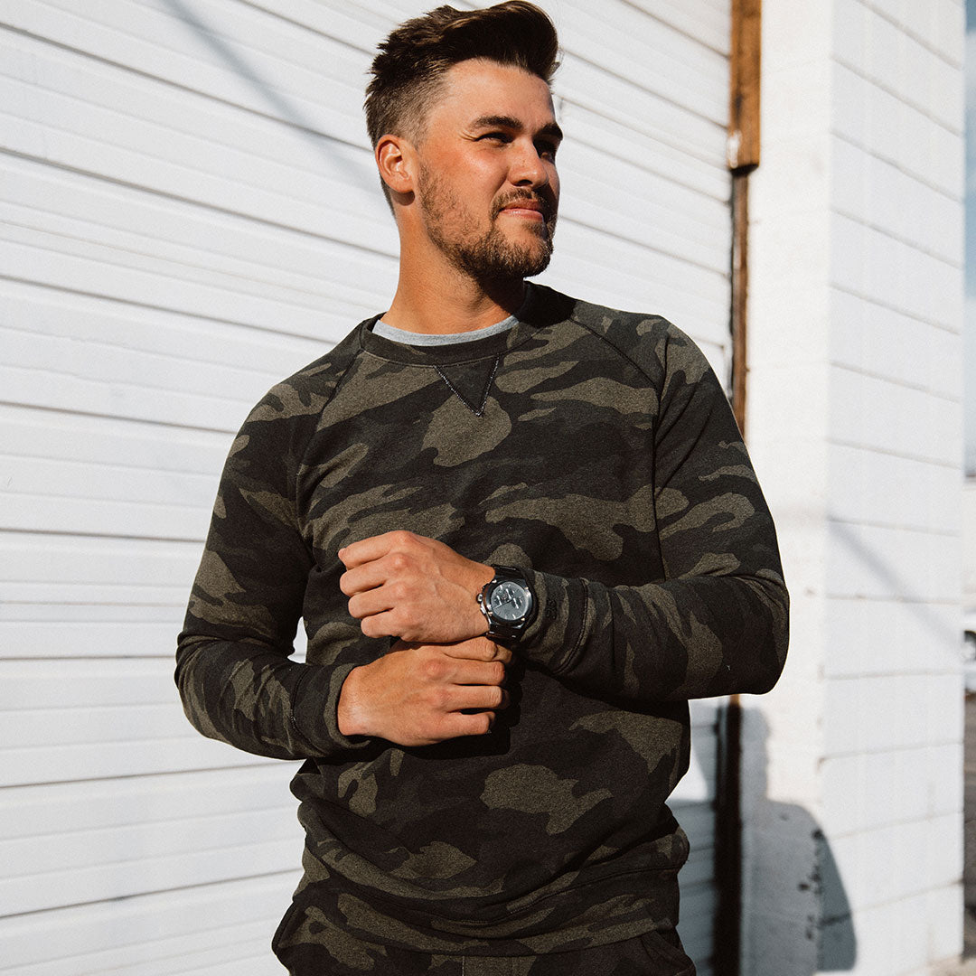 Camo sleeve sweatshirt sale