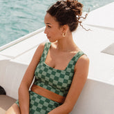 Green Check Olivia Swim Crop