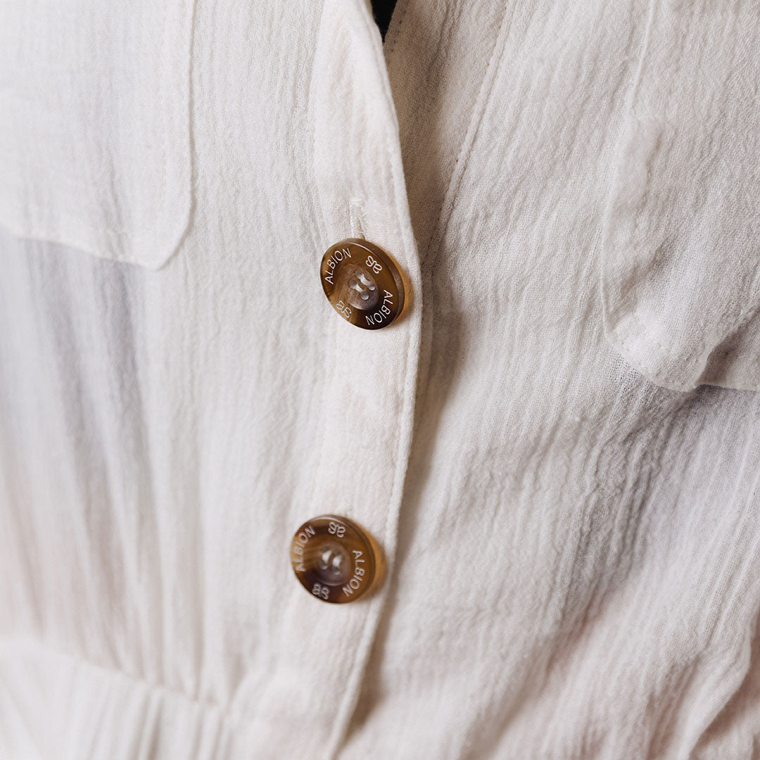 Linen Romper, White Albion