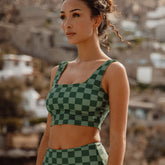 Green Check Olivia Swim Crop