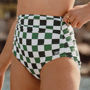 Check Mate Ruched High-Waisted Bottoms