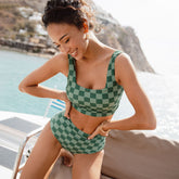 Green Check High-Waisted Bottoms